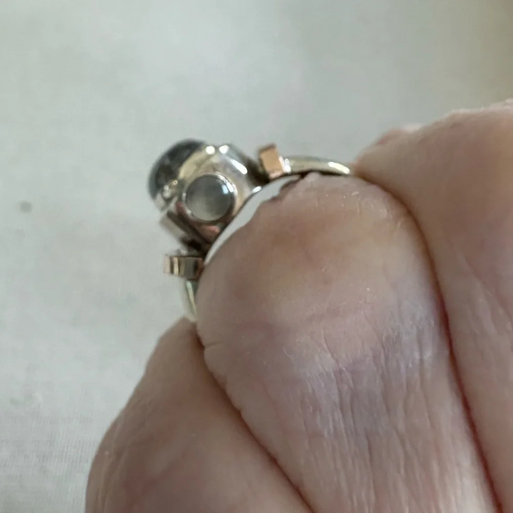 Sterling Silver and Gold Tone Labradorite Cabochon Ring